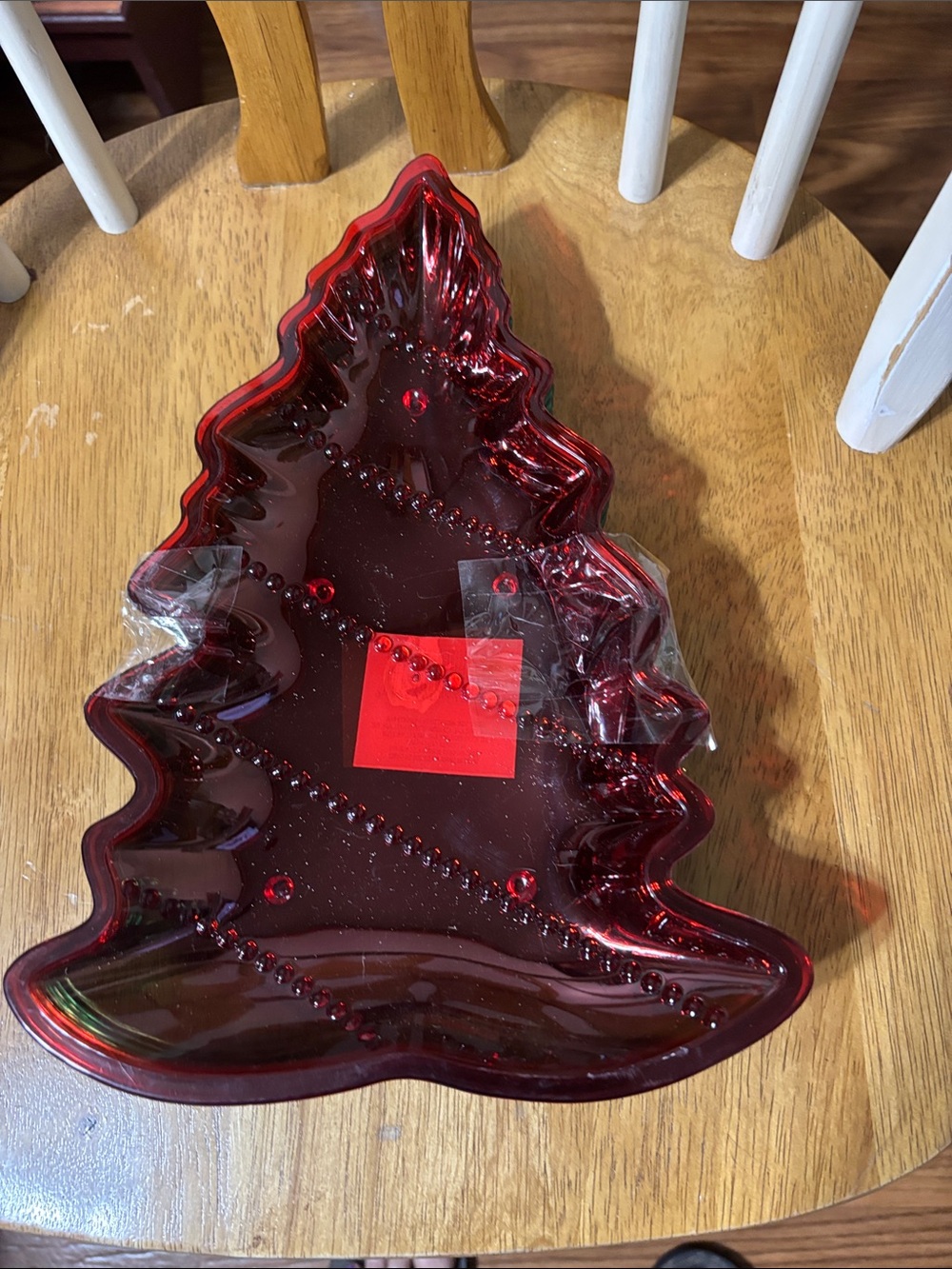 1 Red and 3 Christmas Tree Holiday Decorative Trays
